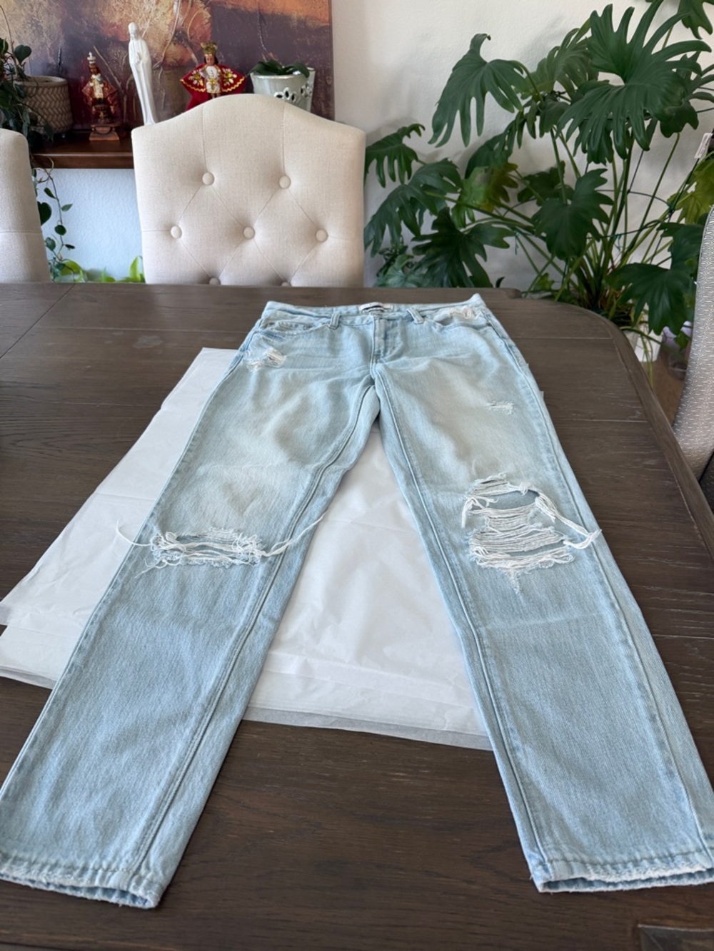 pistola Light Wash Ripped Boyfriend Jeans
